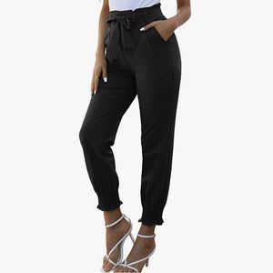 Women’s Casual Cropped Pants with High Waist and Pockets L